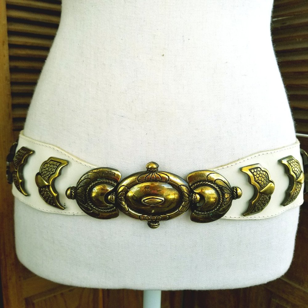 Vero Vitello Italian Leather Belt Size 34 Vintage G14